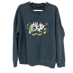 Looney Tunes Vintage Black‎ T Shirt Long Sleeve Men's M/L Taz Daffy Bugs Bunny